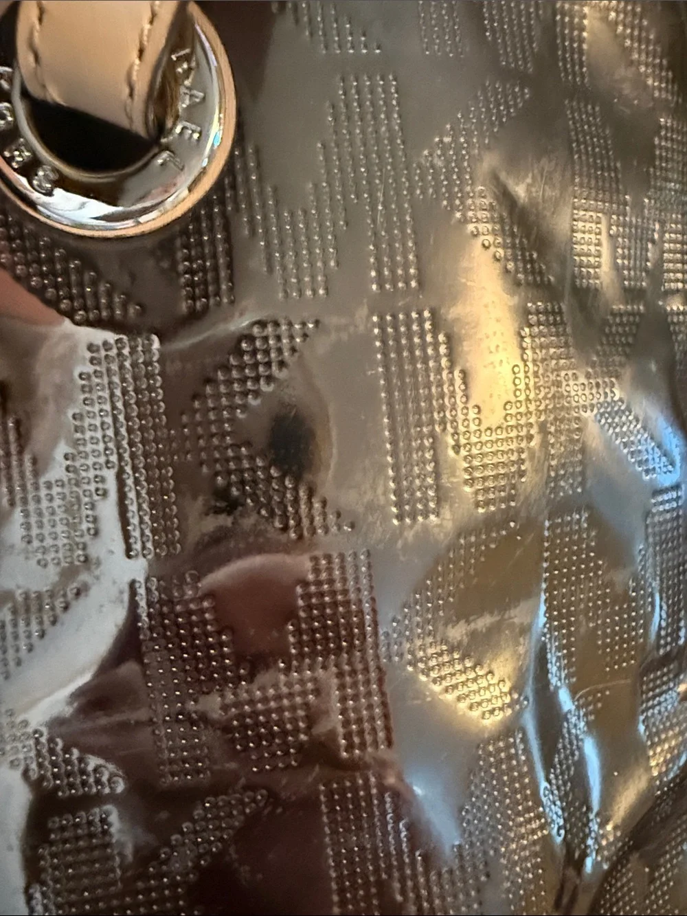 Michael Kors Shimmer Bronze Logo Tote with Beige Straps